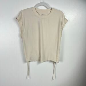Stori Beige Cream Cap Sleeve Shirt Blouse Activewear Size 8